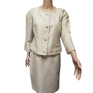 LeSuit Women 2PC Gray/Silver Women's Career Lined Polyester/Rayon Suit Size 8p